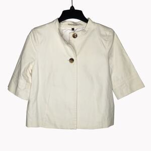 Madison 2 Button Blazer Jacket Lined 3/4 Sleeve 2 Pocket White Vintage Medium
